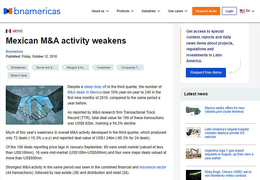 Mexican M&A activity weakens